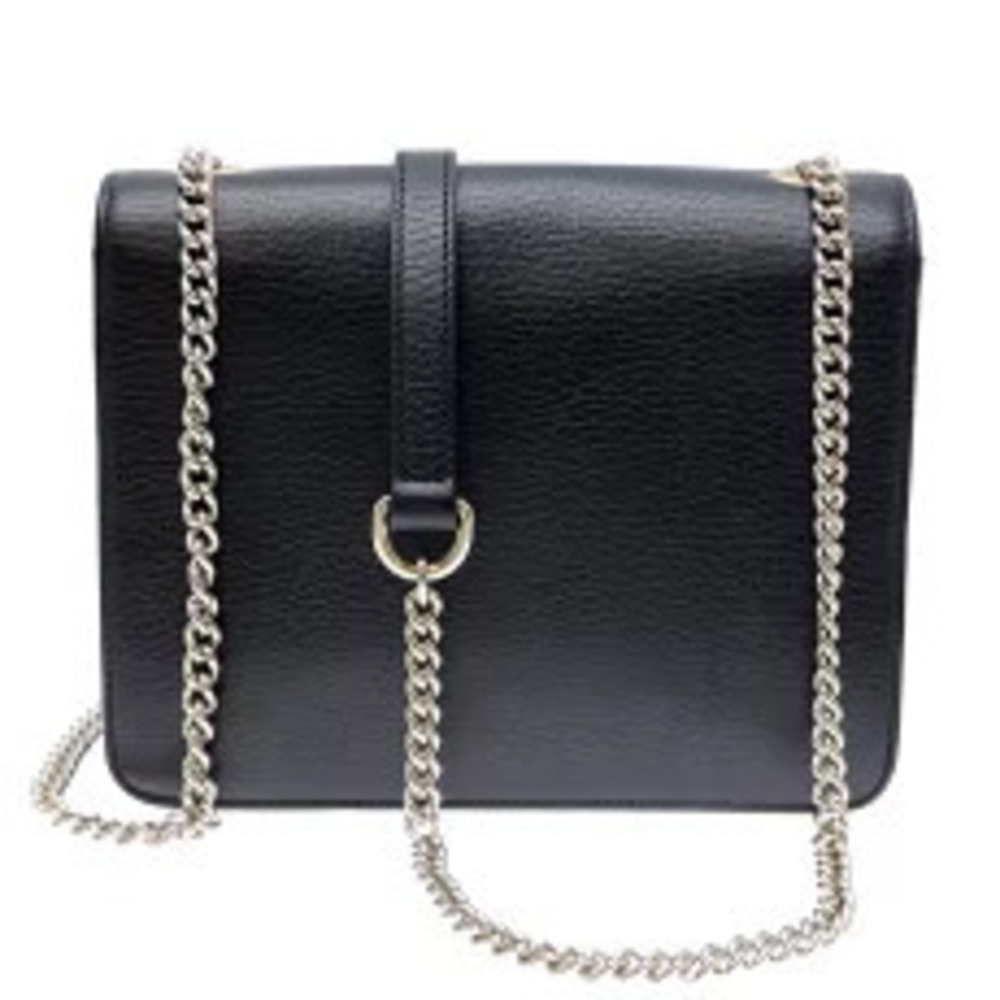 Gucci Bag Shoulder Chain GG Leather Black Interlocking Black
